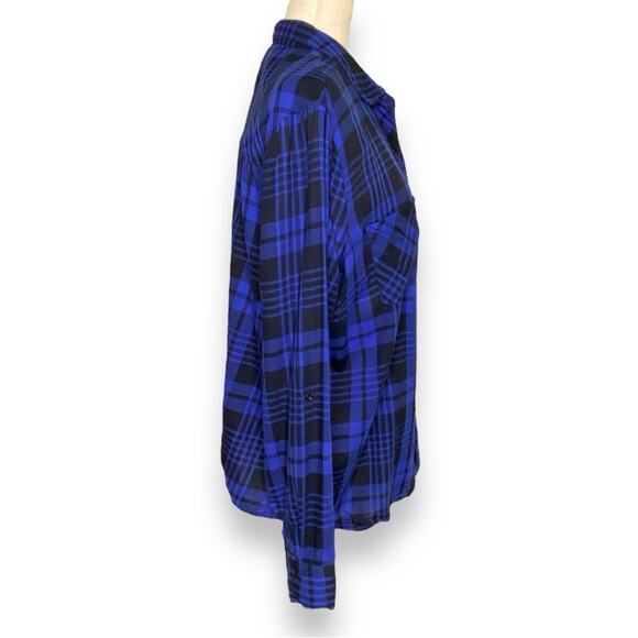 Gap Factory Double Pocket Button Down Shirt In Blue Plaid Women’s Size XL - Picture 2 of 7